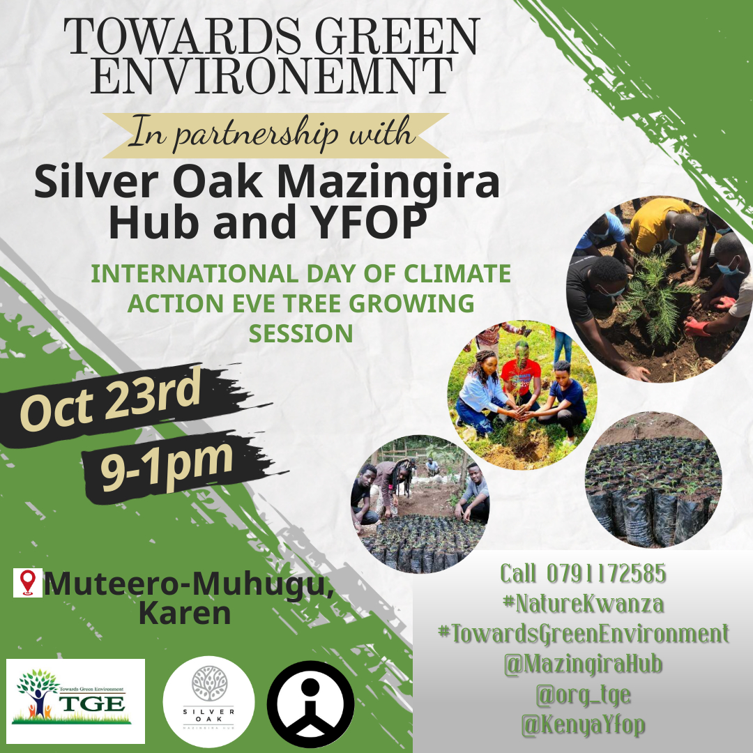 What have you been up to? Well to us it is #TowardsGreenEnvironment #NatureKwanza with our partners @MazingiraHub @KenyaYfop at Silver Oak Mazingira Hub. Do good to join us as we grow indigenous trees #InternationalDayOfClimateAction2021 @1_billiontrees #OneBillionTreesForAfrica