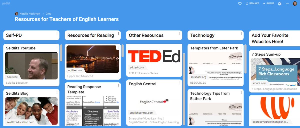 NataliaESL's tweet photo. I often mention sites/resources- so I started collecting it all in one spot. Feel free to add to my collection! Look under Padlets on the right, and this one is the 3rd one from the top. https://t.co/YblFlsIebT https://t.co/v4IWl5CMoA