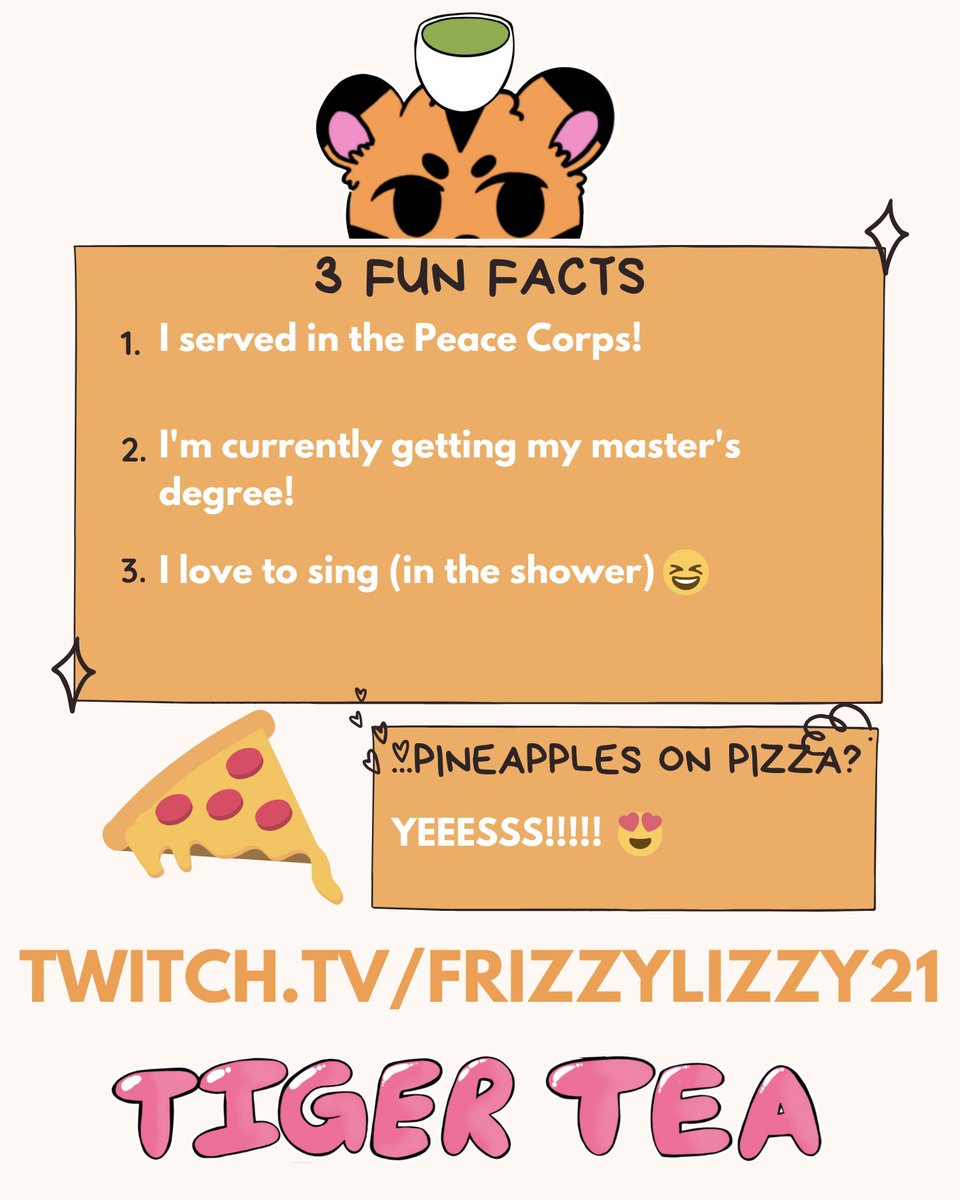 TigerTeaTeam's tweet photo. 🐯 MEET THE TIGER 🐾
Meet Lizzy! @FrizzyLizzy317 streams because of her community because it feels like hanging out with friends she’s known forever. Thanks for everything you do, @FrizzyLizzy317 !
#TigerTea 🐯🍵 #twitchstreamer #twitchstreamteam #tigerteateam
#teamtigertea https://t.co/LkTORJXfi3
