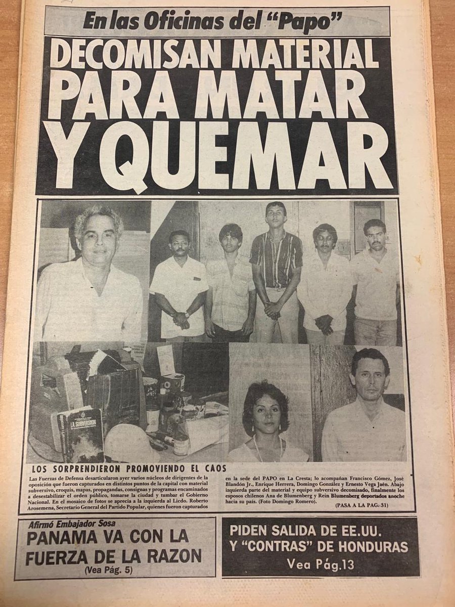 BlandonJose's tweet photo. Un día como hoy, 19 de octubre, hace 34 años, fui detenido en un allanamiento a la sede del Partido de Acción Popular, como parte de la represión previa para impedir una Gran Concentración Civilista que se haría el 22 de octubre. Nos acusaron de "sediciosos" https://t.co/EKRPTDIjVR