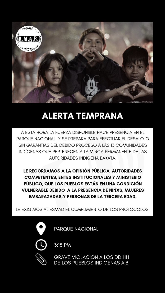 PasandolaVoz28a's tweet photo. La audiencia pública terminó por falta de garantías, y ahora se prepara un aintevencion de la fuerza pública. Esa es la respuesta del distrito a las necesidades de las comunidades indígenas, enviarles a la fuerza pública. 
#AIBresiste 
- ❤️ https://t.co/TaUWjs07dC