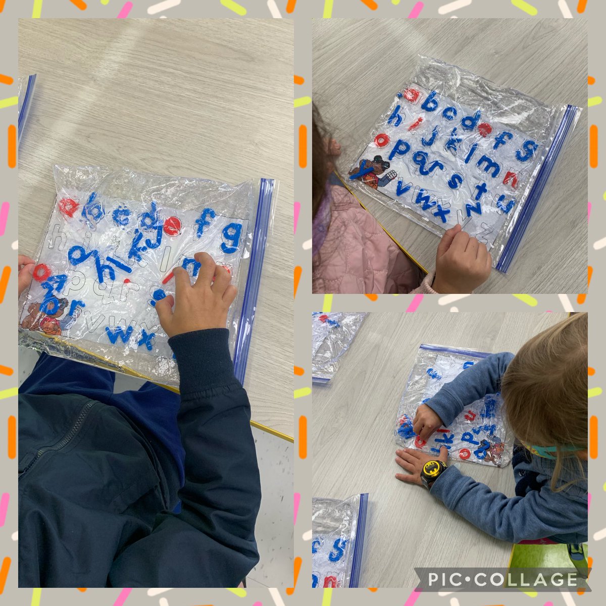 iacono_debbie's tweet photo. Practicing letter identification using our new gel mats. ⭐️ ⁦@CMSmtolive⁩ ⁦@MathWithMrsM⁩ ⁦@KatVizzone⁩ https://t.co/nexdf3uzDN