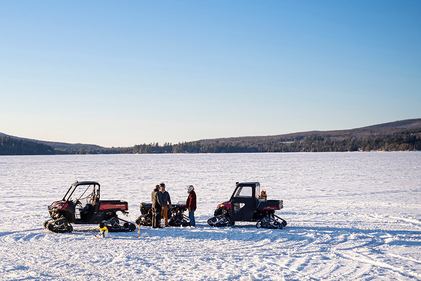 SPORTSMANchnl's tweet photo. As ice takes hold and the bite improves, keep on-ice safety a priority. Start with your rig and insist on @Camso_co, then make tracks and drop lines. Enjoy "Safety First: On-Ice Transportation" at https://t.co/VbzLmH45MJ. #ATV #IceFishing #MakeTracks #DropLines #Fishing #Safety https://t.co/aoMD8Fg332