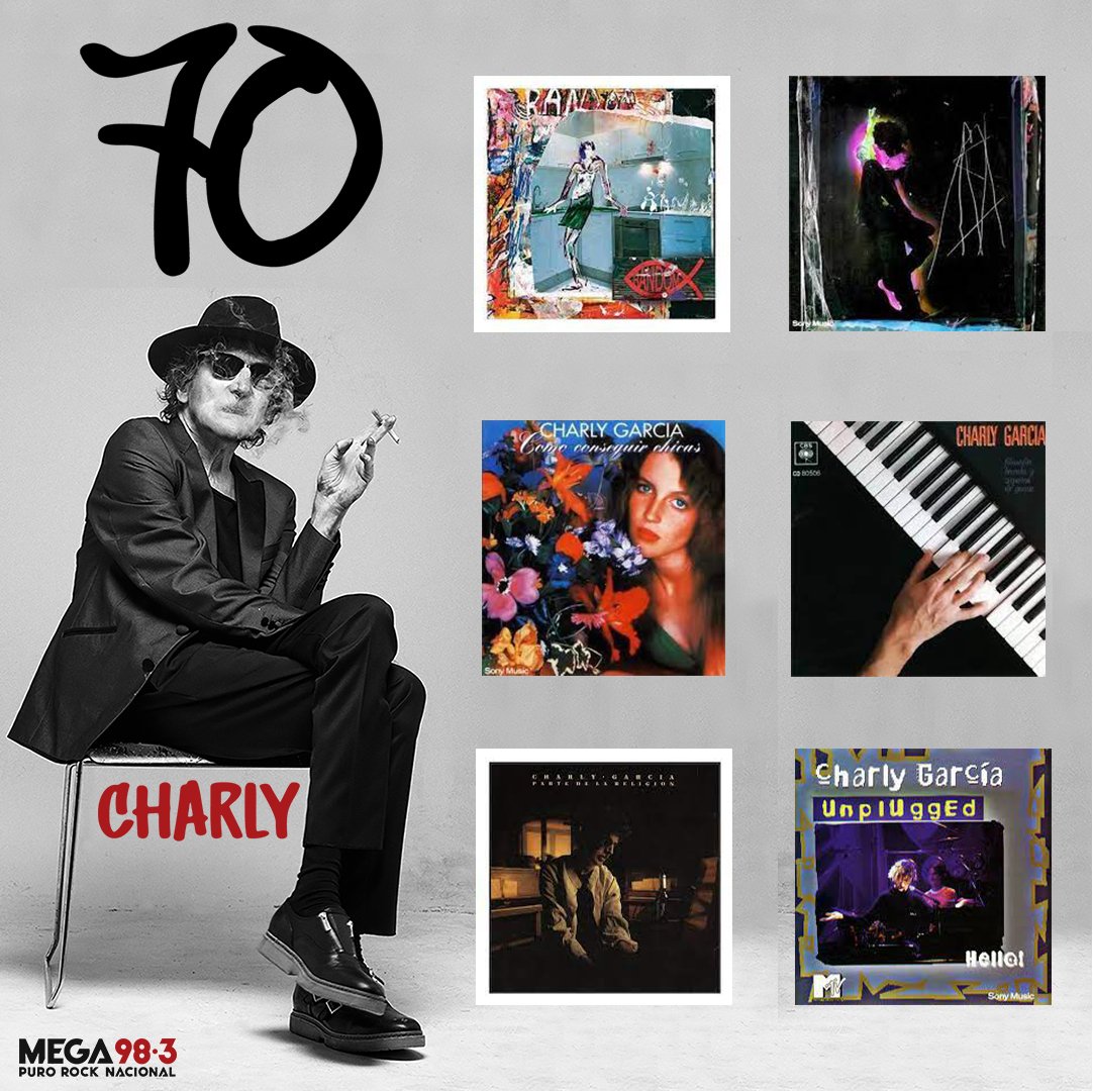 Mega983's tweet photo. 🎹 Este sábado 23 de octubre Charly Garcia cumple 70 años y en Mega lo festejamos con 70 de sus grandes canciones. ¡Y regalamos sus vinilos! Va a ser un día a #PuroCharlyGarcía, no te lo pierdas. 🎹
#Charly70 #Charly70Años #CharlyEnMega #FelizCumpleCharly ❤️ https://t.co/GgJz5HnYDJ