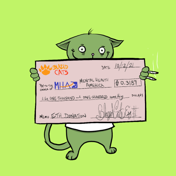 BlazedCats's tweet photo. Your daily reminder that we have donated over $300k to @MentalHealthAm
#BlazedChecks #EndlessUtility #AutomatedDonations https://t.co/AT4G7HE17e