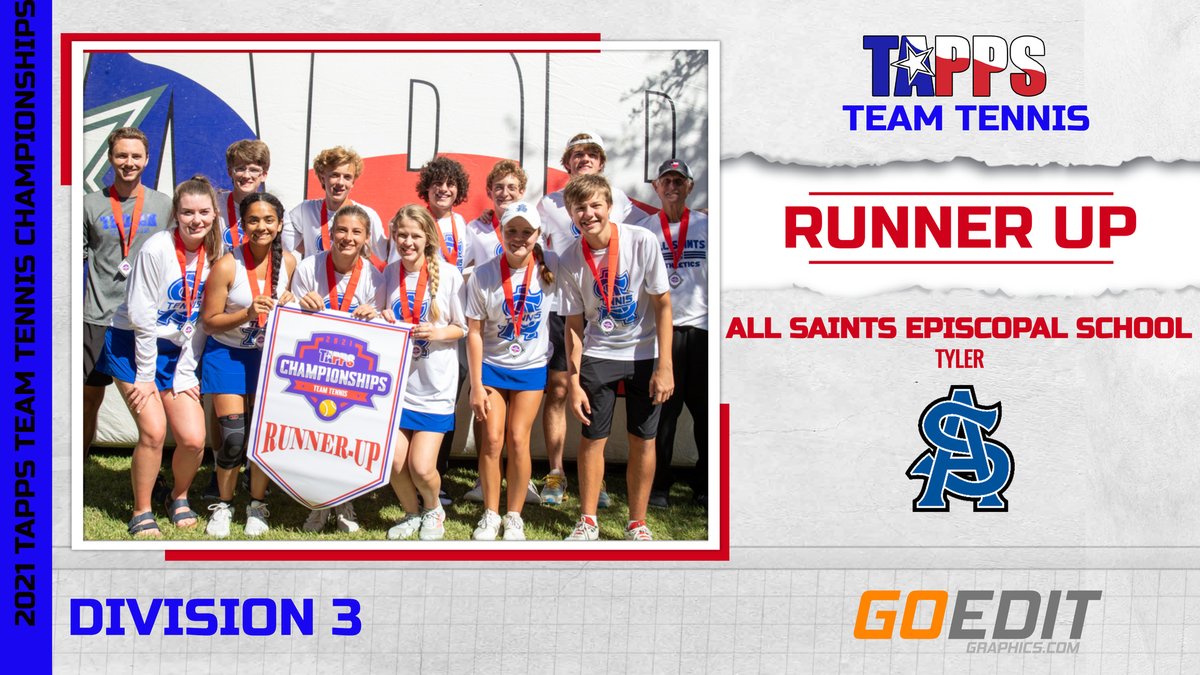 Congratulations to the Runners Up of #TAPPSteamtennis Division 3: All Saints Episcopal School of Tyler!