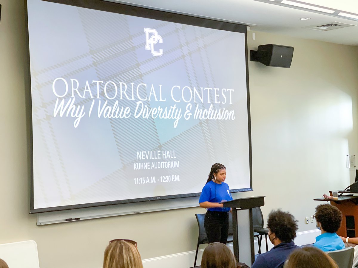 presbycollege's tweet photo. A huge congratulations to all of our Blue Hose who spoke in our Oratorical Contest this morning. They delivered moving and powerful testimonies about what Diversity and Inclusion means to them and why it's so important. 💙 
#PCInaugurationWeek https://t.co/UFekZnfrzy