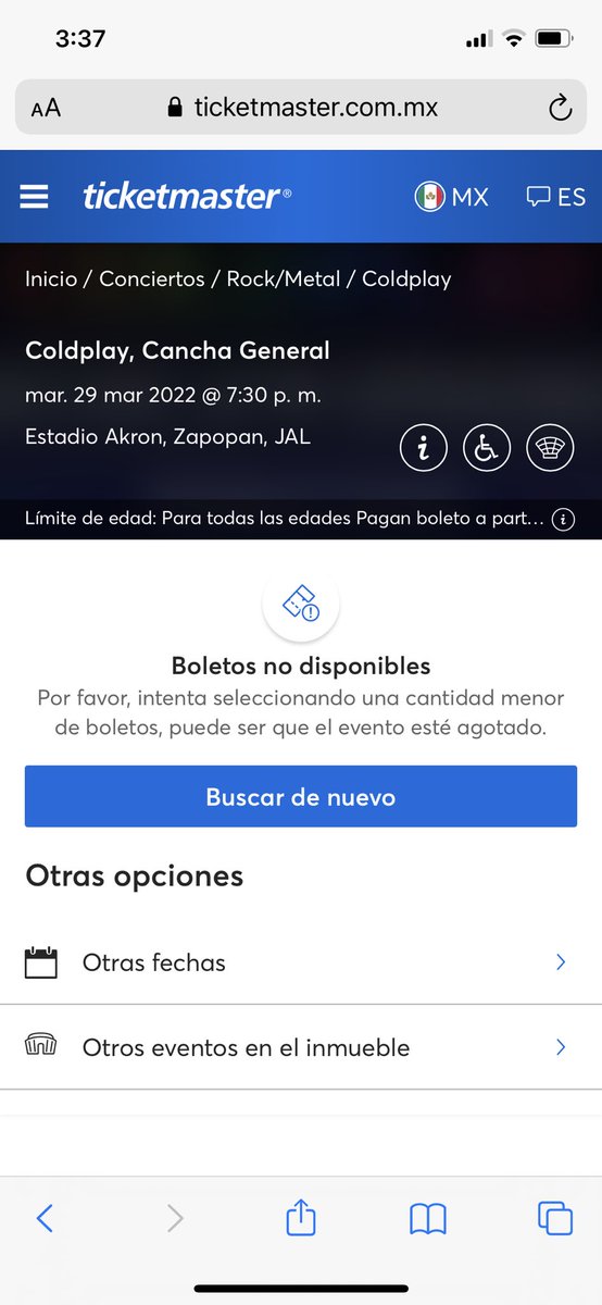 MIRITHAI's tweet photo. Por fin! Ya no hay fila virtual… tampoco boletos 🤦🏻‍♀️ #ColdplayMexico https://t.co/dRgsjKI2WQ