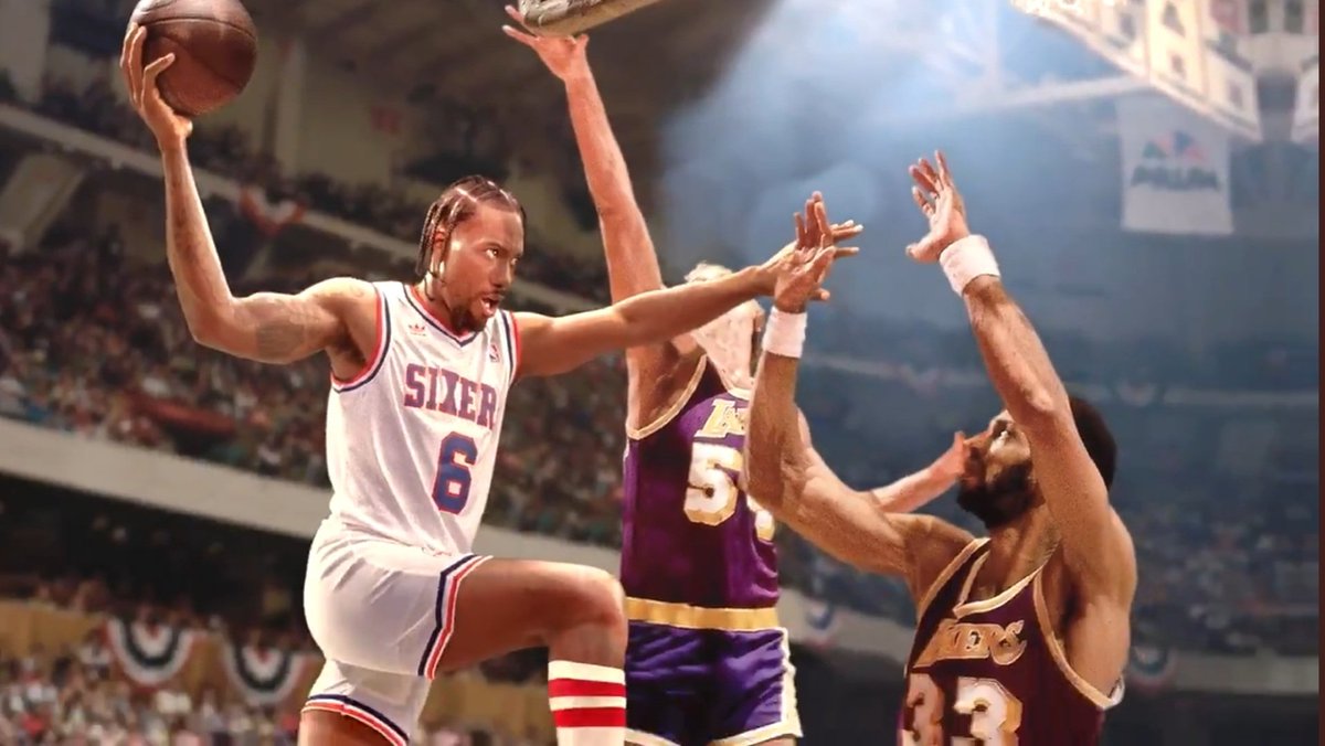 Farbod Esnaashari on X: Kawhi Leonard as Julius Erving in the NBA's 75th  Anniversary commercial  / X