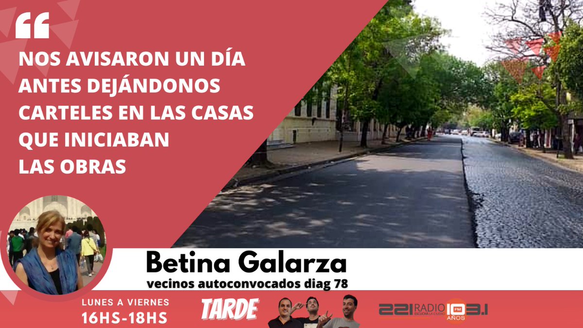 221radio's tweet image. En @tarde_programa 🧉"nos avisaron un día antes dejándonos carteles en las casas que iniciaban las obras"
 
📞 Betina Galarza, Vecina autoconvocada de diagonal 78 habló en @221radio 
 
📲 La nota acá 👉 bit.ly/3ncufUY