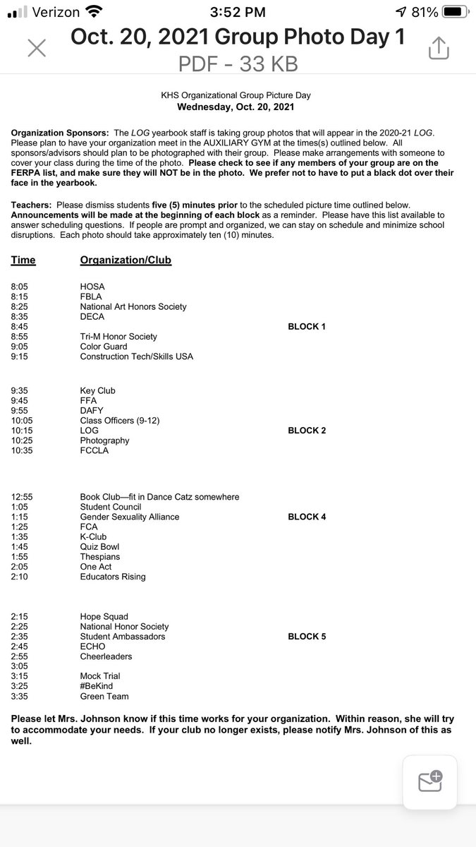 BearcatLog's tweet photo. Here is the updated group photo day schedule! Tomorrow Oct. 20! https://t.co/xn1LdRZPvb