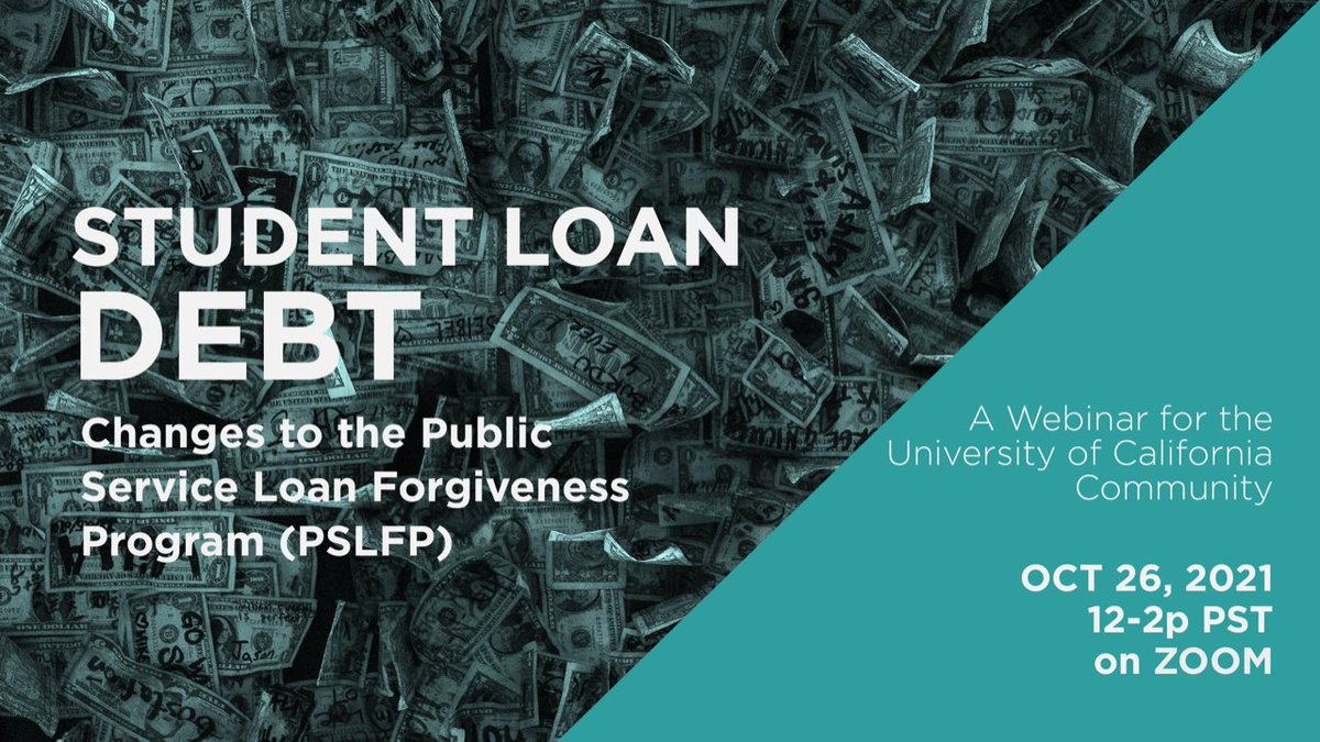 humanistsatwork's tweet photo. Have you heard? After 17 months without student loan payments, a major overhaul to the public service loan forgiveness program has expanded it in significant ways. Join us for a UC-wide workshop on the PSLFP. Send us your questions when you register at: https://t.co/7M7MJmQ6bE https://t.co/EOmlBi4dvV
