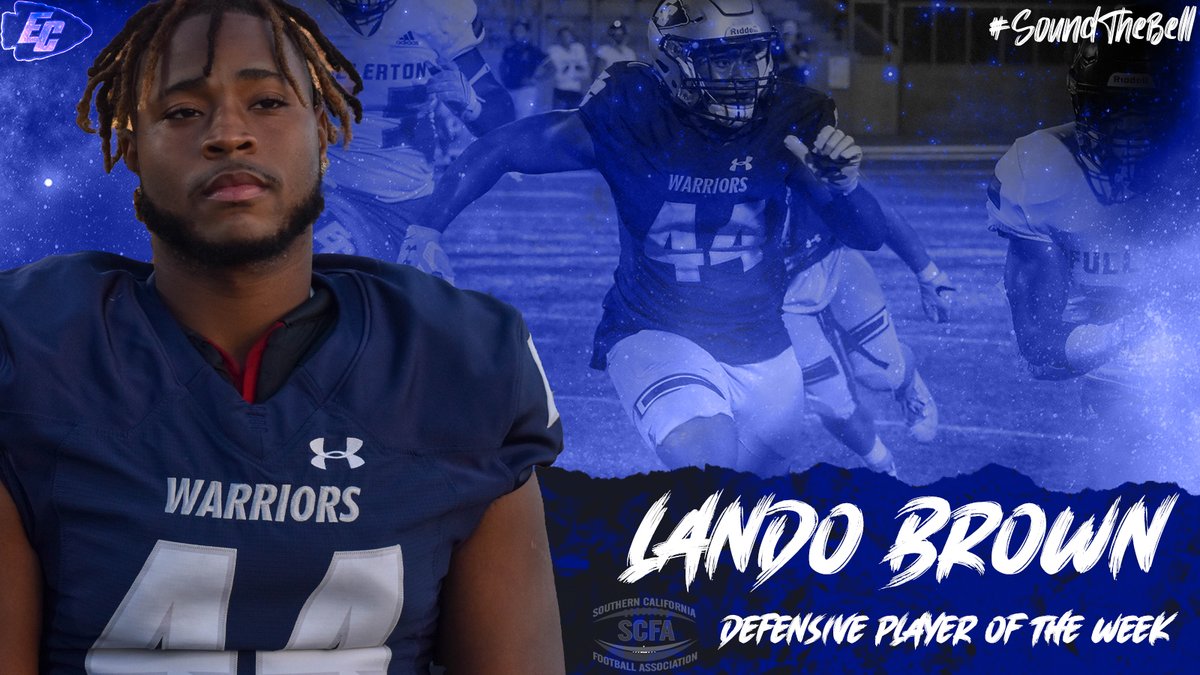 FBWarriorsECC's tweet photo. Congrats to Lando Brown on being named the @scfafootball Defensive Player of the Week! #SoundTheBell

📰 - https://t.co/dCVh4FO269 https://t.co/Achu87zUQY