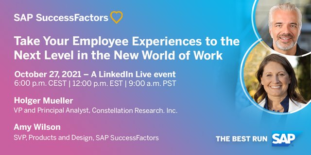 The #NewWorldofWork is here! Get ready by joining our LinkedIn Live event on October 27. #HXM #ExperienceWins bit.ly/3je232L
