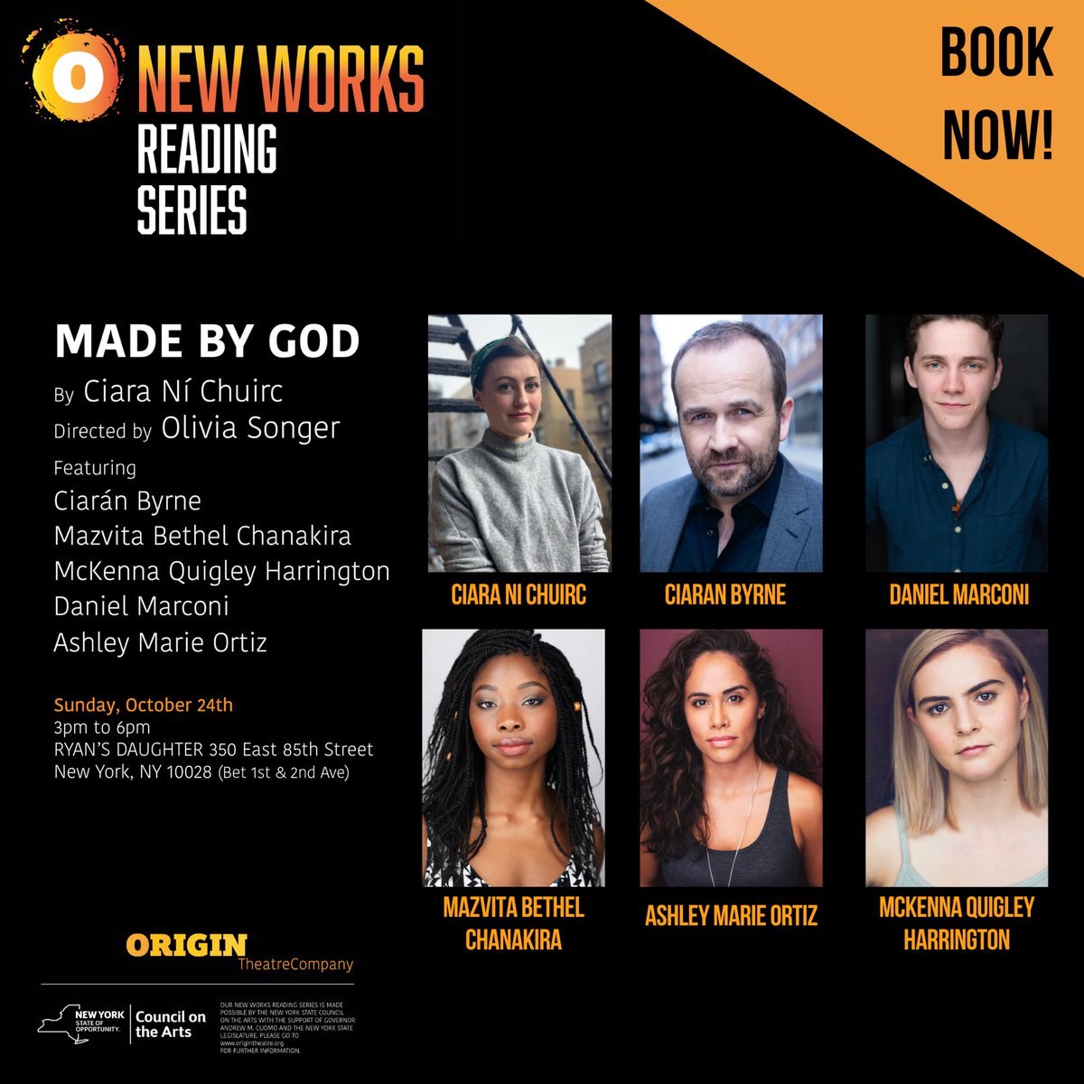 OriginTheatre1's tweet photo. 🎟BOOK NOW🎟
The #OriginNewWorks Reading Series continues with MADE BY GOD, this Sunday!
Book via RESY - https://t.co/AOeOXVFaVP
Mask required 😷
Proof of Vaccination required ✅
Join us at Ryan’s Daughter this weekend!
.
.
#origintheatrecompany #origintheatre https://t.co/LEt5g7uyEU