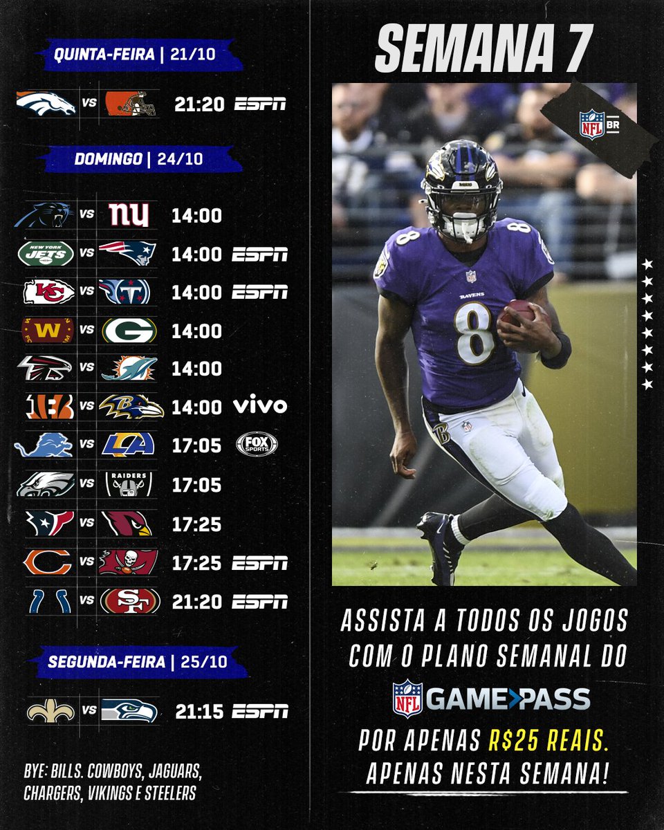 ASSISTA A TODOS OS JOGOS NO NFL GAME PASS!