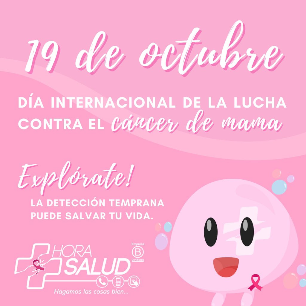 Nos unimos a la conmemoración del día internacional de la lucha contra el cáncer de mama. 
Recuerda que la solución está en tus manos, explórate! La detección temprana puede salvar tu vida.

#horasaludhagamoslascosasbien #saludpública #cáncerdemama #MesRosa #chile #octubrerosa