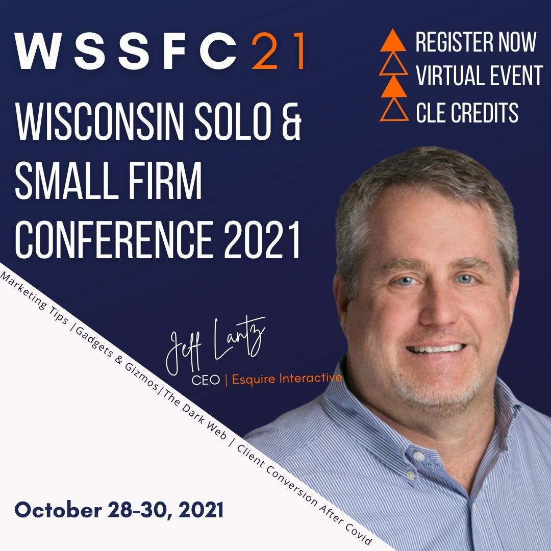 JeffLantzEsq's tweet photo. Interested in obtaining cutting-edge law firm marketing tips while earning up to 16.5 hours of CLE? If so, you don't want to miss out on the Wisconsin Bar's virtual Solo &amp; Small Firm Conference 2021. Register now: https://t.co/GcNtxPhHON  
October 28 - 30, 2021
#WSSFC21 #Esqu ... https://t.co/pEJiHPgNyl