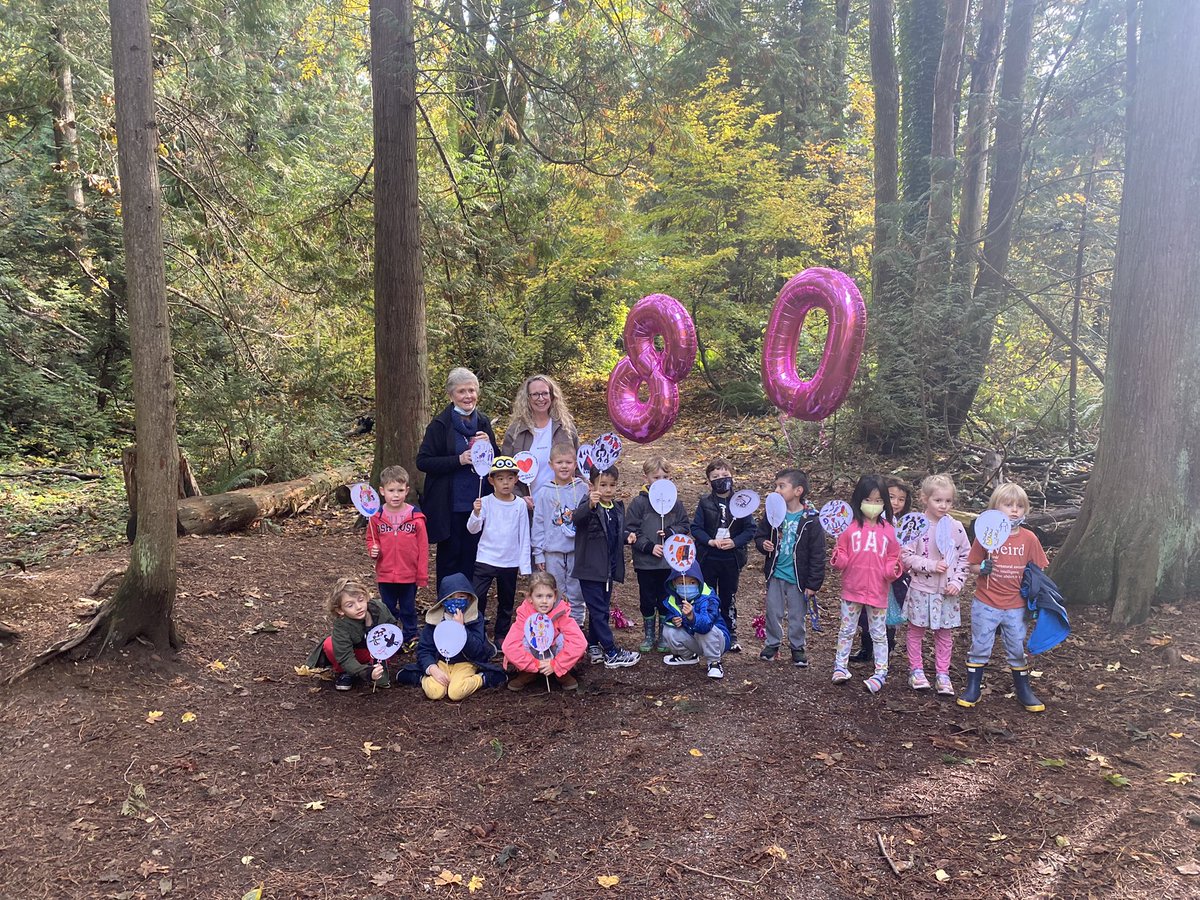 ellen_petersson's tweet photo. Today we had fun celebrating this special lady! Happy 80th Birthday Mom Howard! The Kindy’s loved spending time with you in our forest🌲♥️ #kindergartenteacher #grandfriend #sd36 @Jackieholmberg https://t.co/WaJh7udGG5