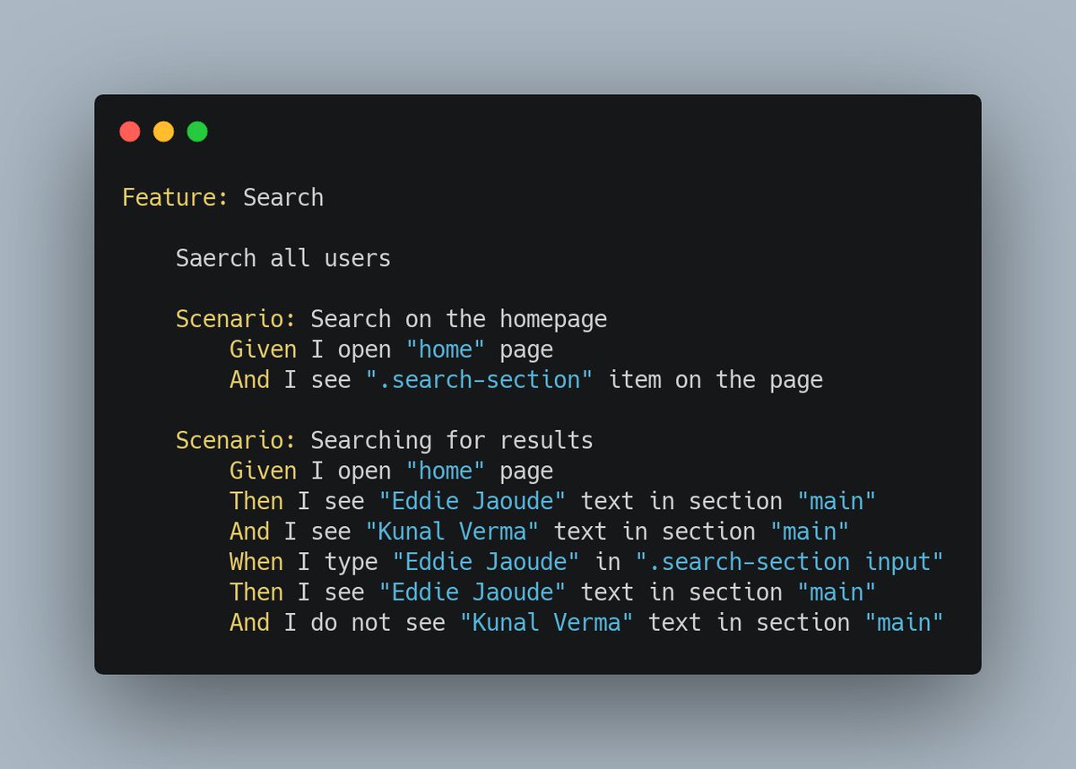 eddiejaoude's tweet image. Writing automated UI tests does not have to be difficult, how does this look?
✅ Others can read and reuse
✅ Adds lots of value
✅ Few lines of yaml this can run on a GitHub Action for every change
Would you like another TY video on this? #Cypress #CucumberJS