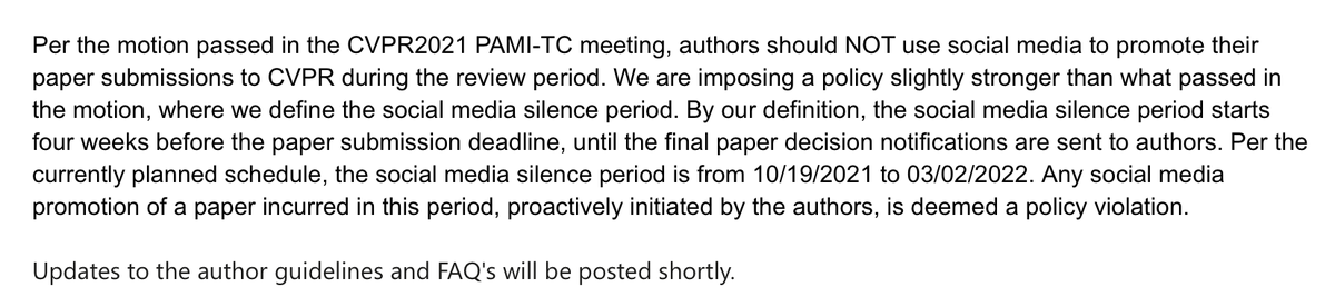 CVPR's tweet photo. Statement by the #CVPR2022 Program Chairs regarding the Social Media Policy. https://t.co/1PKSmAeu8d