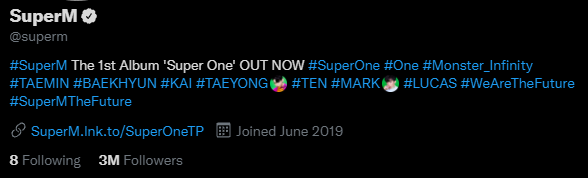 SCreativeunion's tweet photo. 🥳🥳#SuperM on Twitter 🥳🥳🥳

Congrats @superm for hitting 3Million subscribers on Twitter.

Congrats SuperFam for making it happen.🥰

#BAEKHYUN #TAEMIN #KAI #TAEYONG #TEN #LUCAS #MARK #SuperMtheFuture #jopping2infinity https://t.co/uLvAYGUj3f