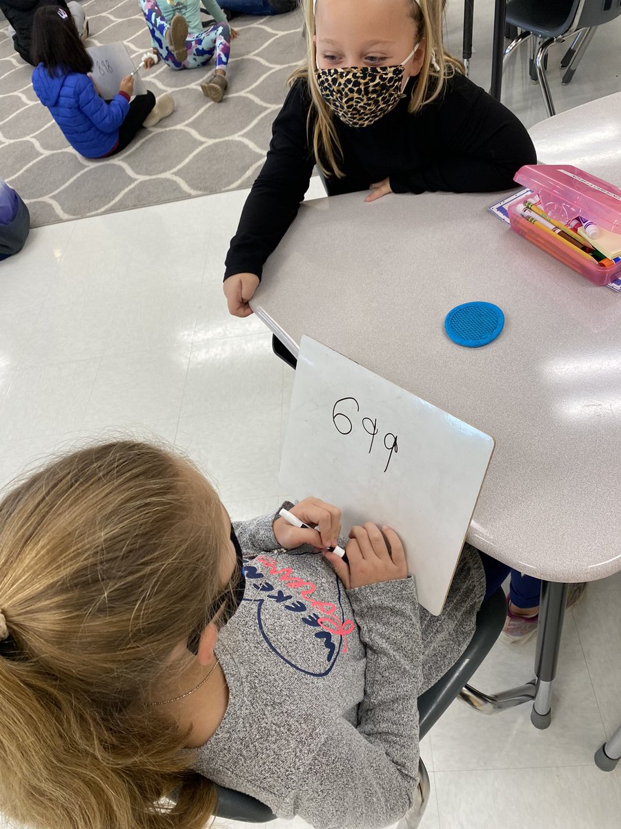 MrsLaHaitGPE's tweet photo. Our second grade classroom at @GoshenPostES was buzzing with math vocabulary while we played a place value version of “Guess Who?” during @LCPS_Math workshop today! #GoGPGators #LCPSMath https://t.co/ppxygXi2xu