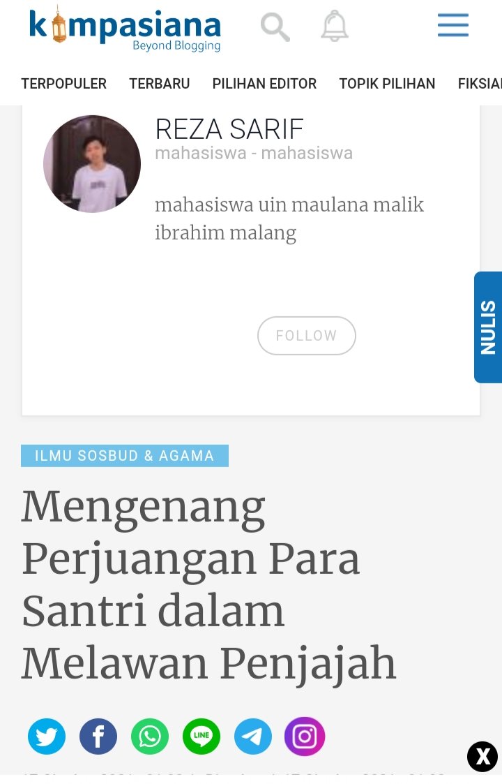 REZASARIF_1204's tweet photo. Halo sobat semua 👋...pasti kalian udah pada enggak sabar ya dalam menyambut hari santri 2021 ,sebelum kalain menyambut hari tersebut, alangkah baiknya kalian membaca artikel ku dulu ya guys ,agar kalian lebih semangat dalam menyambut hari santri okey😊👍 https://t.co/xX103TBBxD