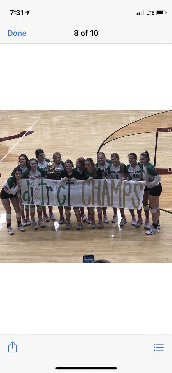 IPAthletics's tweet photo. DC 21 baby!! Congrats girls and coaches on a district title!!! Keep rollin @IpVball @IowaParkSchools @IowaParkHS https://t.co/40K5YGIK5q
