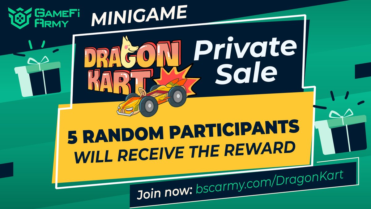 gamefiarmy's tweet photo. Join #GameFiArmy minigame to earn:
   
💎5 slots to buy #DragonKart Allocation at a private price ($0.08). 
🚀IMC: $1.2M
⏰2:00 AM Oct 20th - 2:00 AM 25th, 2021 (UTC)   

🎁Prize: 5 random participants will receive the reward

Join at 👉https://t.co/ykYRZrXQ5V https://t.co/PDKvDoheeH