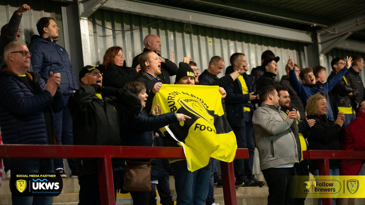 burtonalbionfc's tweet photo. 𝘽𝙍𝙄𝙇𝙇𝙄𝘼𝙉𝙏 👏

A huge thank you to the yellow-and-black army - absolutely magnificent support from you all tonight 💛🖤

Safe travels home this evening - we'll see you back at the @PirelliStadium on Saturday 👊

#BAFC https://t.co/hgXfFpjbQO