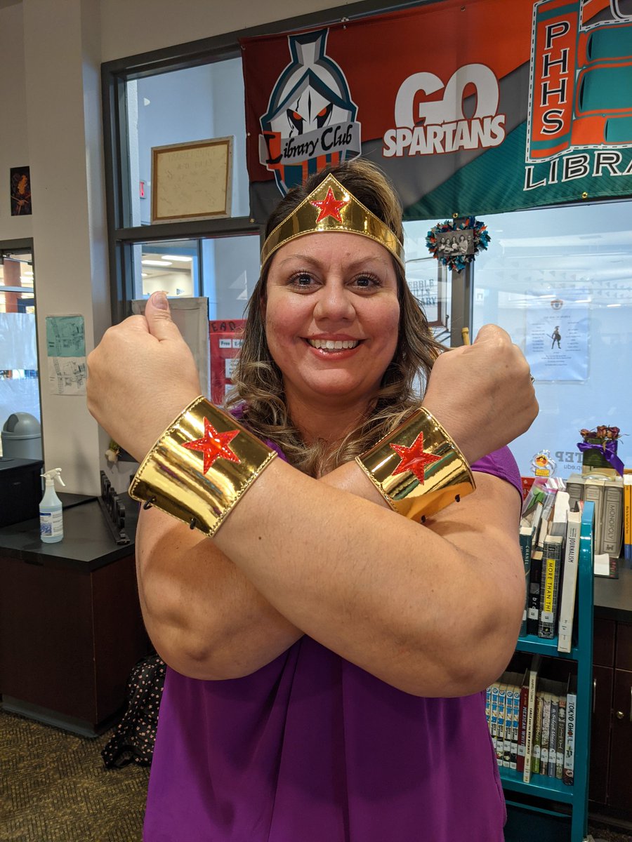 Quijas_PHHS's tweet photo. Stop by your #PHHSLibrary to nominate your PHHS faculty or staff Wonder Woman. We will recognize one inspirational "Wonder Woman" starting Thursday as we celebrate her 80th Anniversary. #Rise #TeamSISD #SISD_Libraries https://t.co/zCbkfil0by