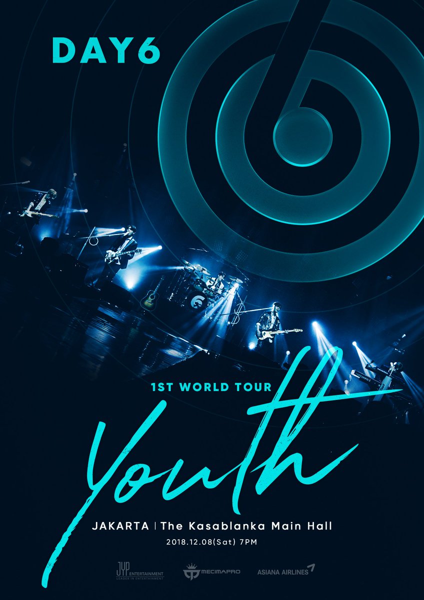 DAY6TW's tweet photo. 📢 [#𝗗𝗔𝗬𝟲 - 1st WORLD TOUR  '𝗬𝗢𝗨𝗧𝗛' in JAKARTA] 

🏟️ THE KASABLANKA MAIN HALL
🎟️ 𝗧𝗜𝗖𝗞𝗘𝗧 𝗢𝗣𝗘𝗡 : https://t.co/eZYvavJfhR 

#DAY6_YT #1st_WorldTour https://t.co/yR8nGvO8Kb