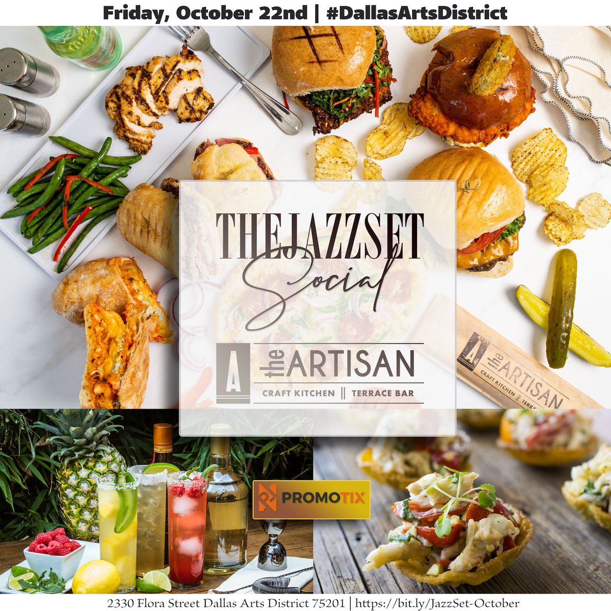 TasteTexasbyUJD's tweet image. The Jazz Set Social @Artisan_Dallas is all about October: On the Cool! Join us on the Terrace this Friday for the Afterwork Social. Great food, drink and Jazz programming @DalArtsDistrict Reserve Table/Tix at bit.ly/JazzSet-October

#DallasNews #TasteTexas