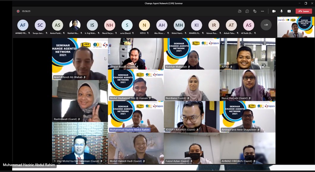 6 Oktober 2021 – CAN Seminar Sesi 2 telah berlangsung  secara atas talian melalui Platform Microsoft TEAMS. Sesi ini telah berlangsung satu hari dan telah dihadiri oleh Change Agents seluruh negeri. Terima kasih kepada semua Change Agents yang terlibat.