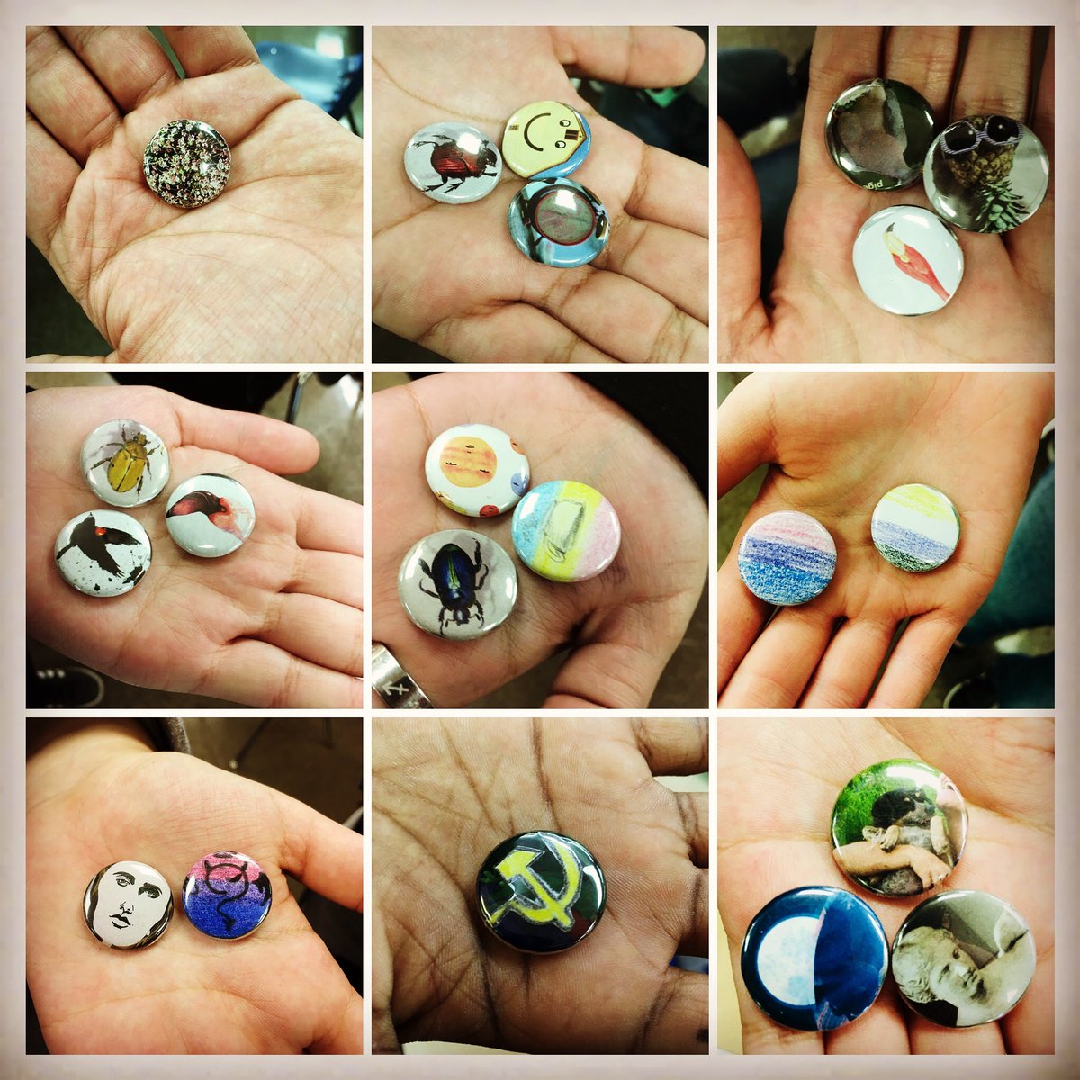 JamesKlise's tweet image. My GSA makes cooler buttons than your GSA. #facts #prideincreativity #smallsample #beautyinthepalmofmyhand