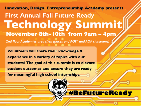 NAF_IDEA's tweet photo. Upcoming Fall Future Ready Technology Summit for AOIT students! @IDEA_at_Fannin @PersonalizeDISD @NAFCareerAcads @CTEinDallasISD #BeFutureReady #Wolfpack https://t.co/a9lBZdj5j2
