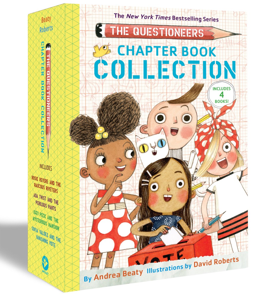 abramskids's tweet photo. Follow #IggyPeck, #RosieRevere, #AdaTwist, and #SofiaValdez on all of their adventures in this must-have collectible boxed set that includes four of the beloved #TheQuestioneers chapter books! Available now! @andreabeaty https://t.co/HNdLVsTfDa https://t.co/N1aALrdDes