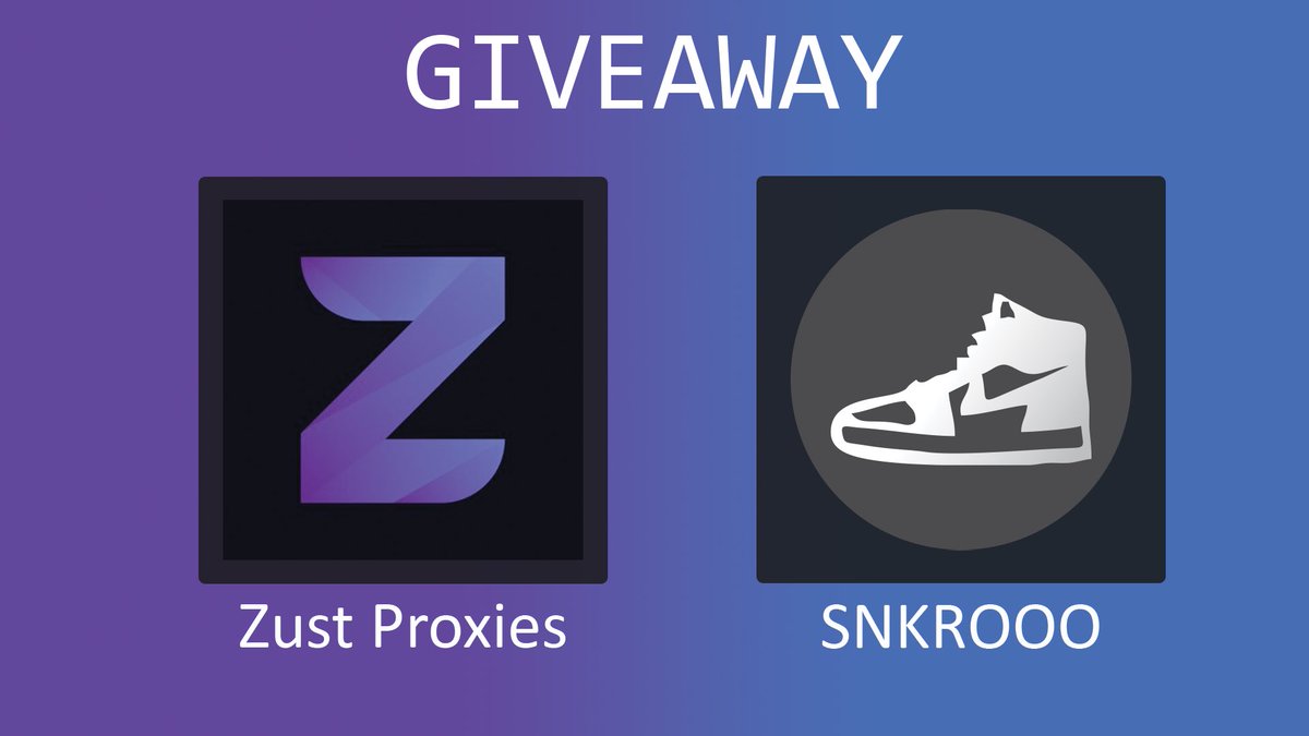 Giveaway time! ⏰ 

Prizes: 🎁 

- 2GB of <a href="/zustproxies/">Zust Proxies</a> Pro Residential Data
- 1x <a href="/snkrooo/">SNKROOO</a> Monthly Key (Renewable)

Rules: 📏

- Retweet 
- Follow BOTH accounts mentioned
- Tag 1 friend (more tags = more entires) 

Good Luck! 🍀
