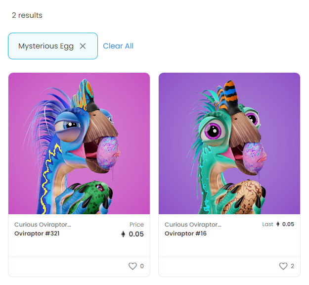 #NFTCommunity have you discovered any mysterious objects while exploring the metaverse?✨ Oviraptors #321 and #16 discovered a "Mysterious Egg", a trait only these two share at this point.🐣🦖  #NFTcollection #nftcollector #NFTcollectibles #NFT #nftart  opensea.io/collection/cur…