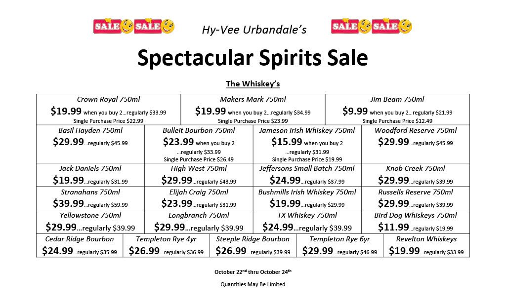 Murph_Andy's tweet photo. You had us at $19.99 for @MakersMark but the list goes on and on. Join us and @theliquorkingdm at the Urbandale @HyVee this Friday for the Spectacular Spirits Sale. #kxno https://t.co/k0PjW04fTJ