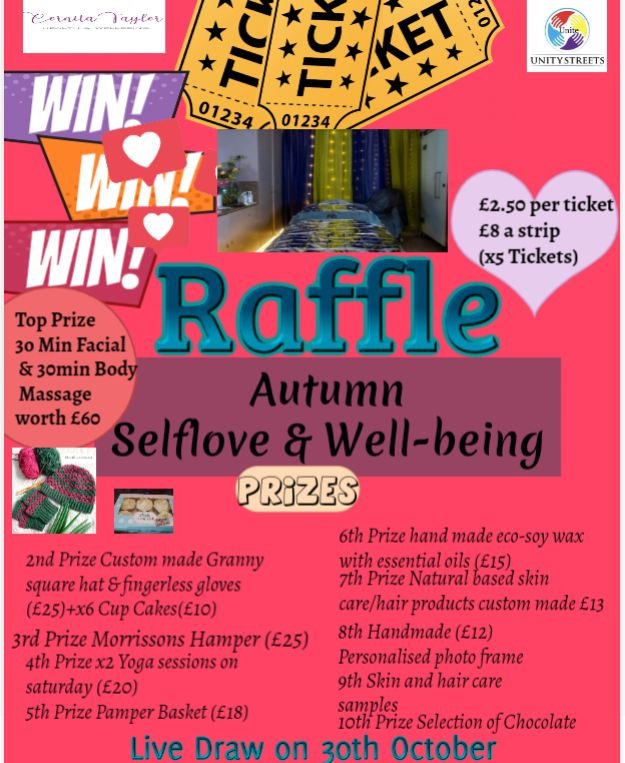 Unity Streets Autumn Self Care Raffle, treat yourself or a Family or Friend.