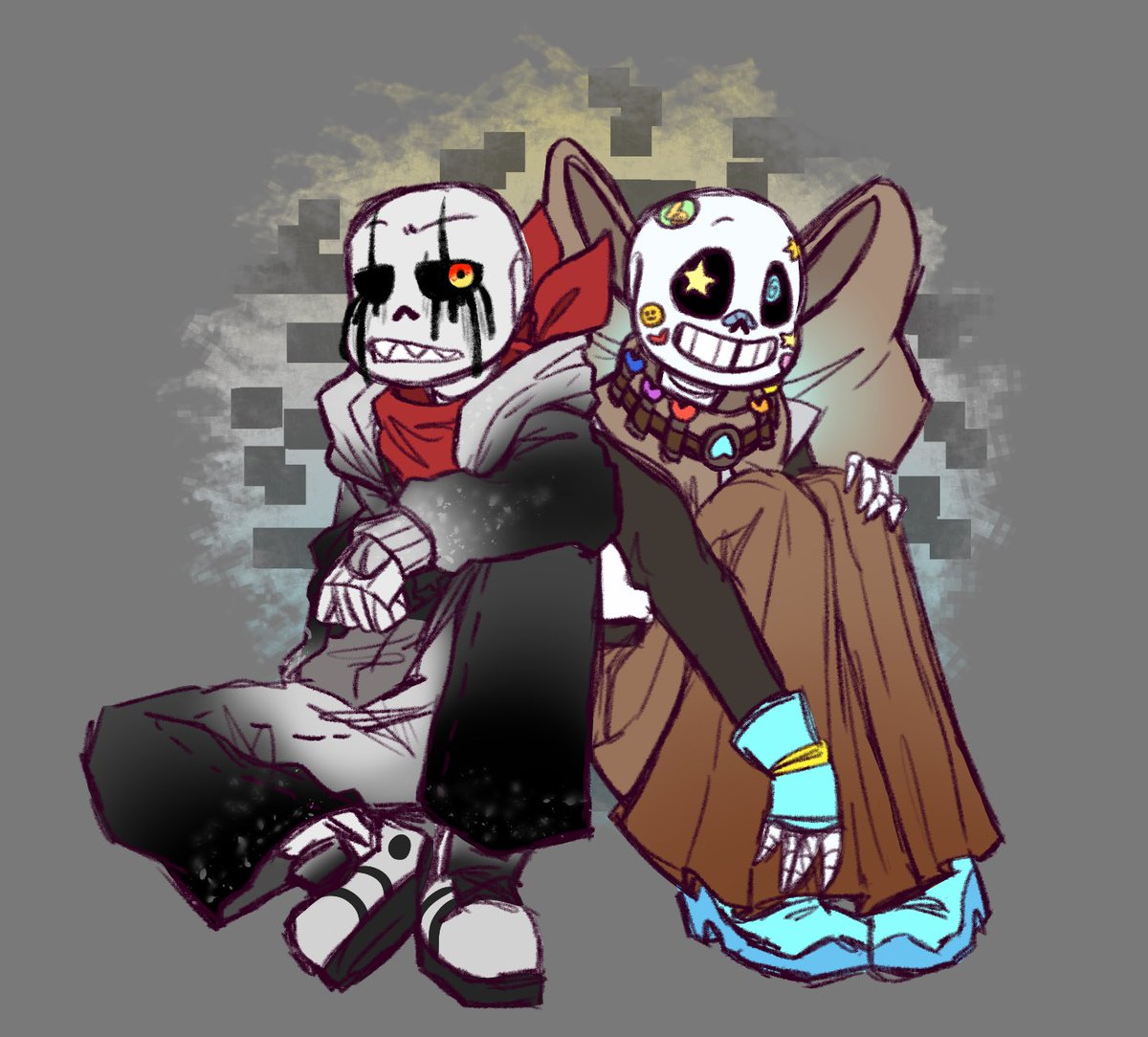 Sticker and his Antivoid buddy, Miscalculation! (“Cal” for short)
#undertale #inkswap #errorfell