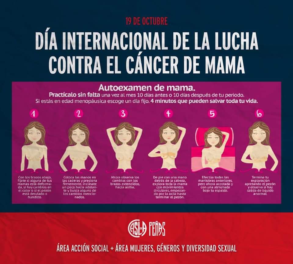 CuervosFrancia's tweet photo. Se conmemora este día con el objetivo de concientizar y promover que más personas accedan a controles, diagnósticos y tratamientos oportunos y efectivos.

Es importante aprender a autoexaminarte. Compartimos las indicaciones en imagenes.

#MasQue90Minutos
#AreaMGYD 
#OctubreRosa https://t.co/3fiWBgPJs9