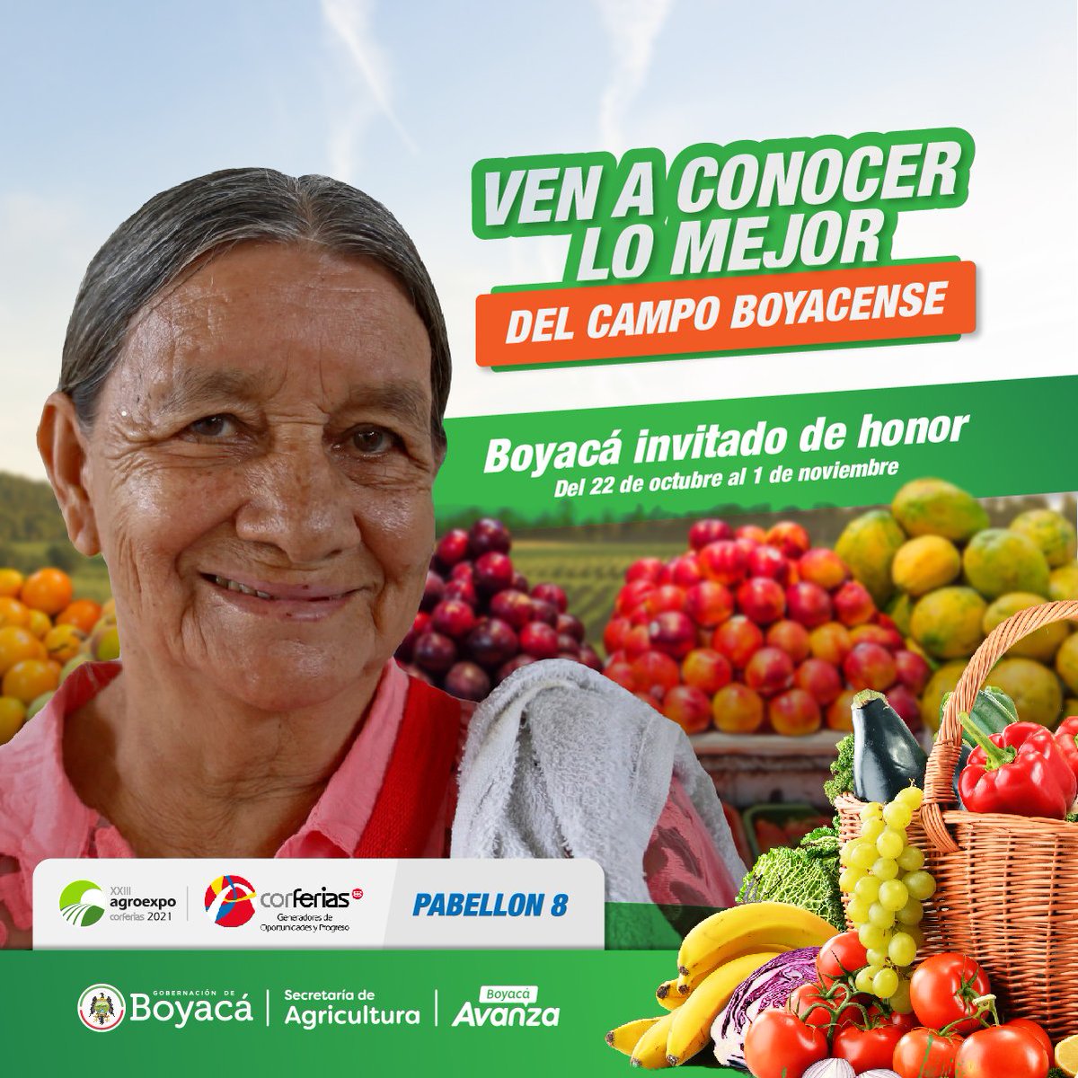 RamiroBarraganA's tweet photo. Estamos a pocos días de #Agroexpo y nuestro departamento será el invitado de honor.

Llegaremos a @CorferiasBogota junto a más de 100 expositores de todas las provincias, para contarle a Colombia y al mundo que esta es la despensa agrícola de Colombia.

#BoyacáEnAgroexpo https://t.co/4KouUF2Iy8