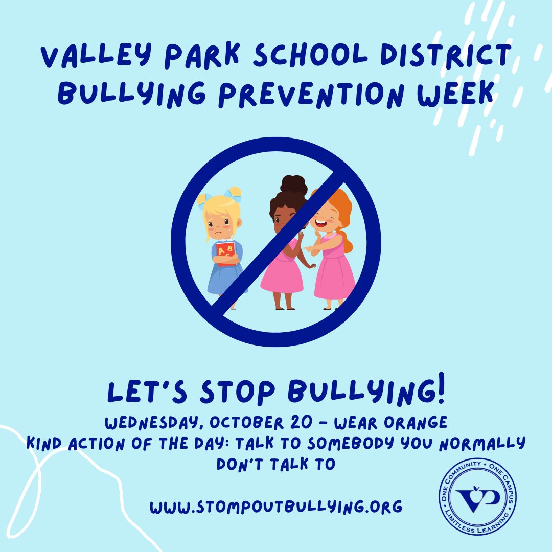 On Wednesday, wear ORANGE! Our kind action is to talk with someone you normally don't. #thisisvpms #vppride