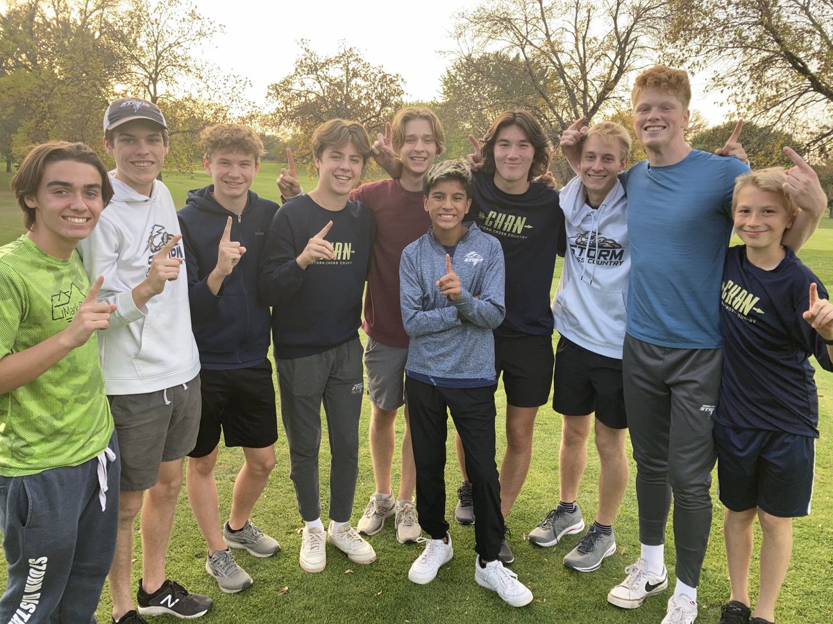 stormruncoach's tweet photo. Check out the boys Junior Varsity from @ChanStormCC_TF your Metro West CC Champions. And Freshman Carlos Nugent (front and center) as individual winner. Great work, men! #ChanDistance https://t.co/UqlAv8dBdw