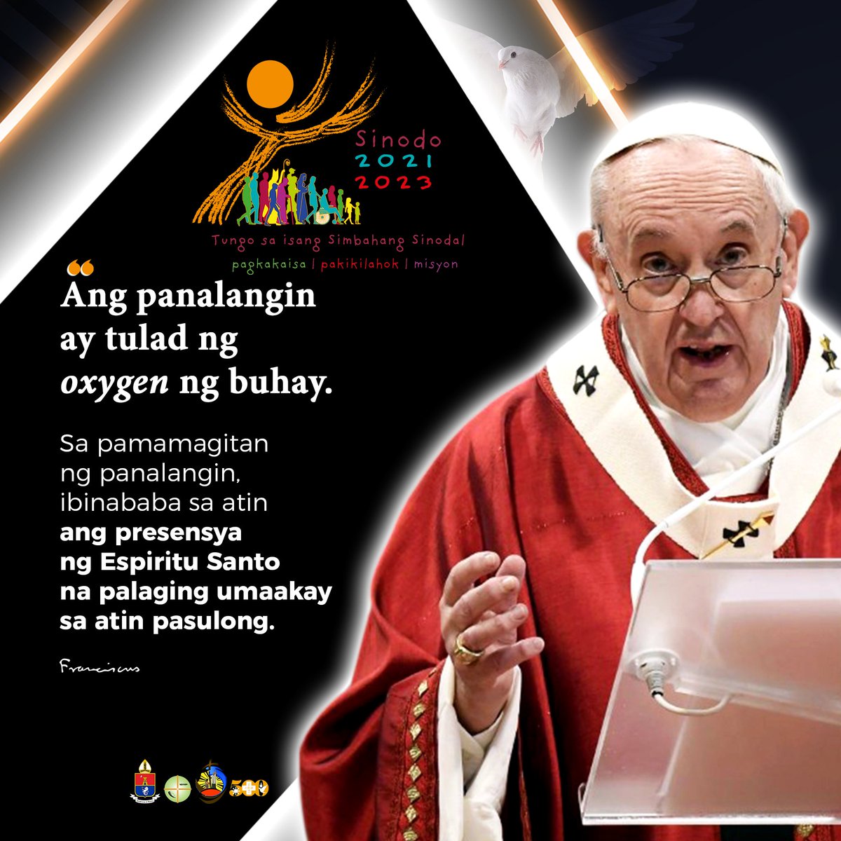 quiapochurch's tweet photo. @Pontifex #Synod #ListeningChurch
#Sinodo #SimbahangNakikinig
#AudiamSaRCAM #Makinig #KapitBisig
"Prayer is like the oxygen of life. Prayer draws down upon us the presence of the Holy Spirit who always leads us forward." #PopeFrancis 

#Pontifex #QuiapoChurch #ArchdioceseOfManila https://t.co/WIh6boGAIB
