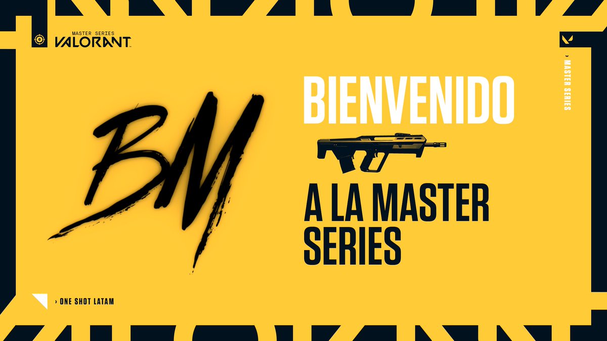 OneShotLatam's tweet photo. ¡Bienvenidos a nuestra #MasterSeries de #Valorant @BorderMonsters ! 😎📢

No sé pierdan las partidas desde el 25 de Octubre por https://t.co/56FlANk70j 👀

¡Que gane el mejor! 🔫🔫 https://t.co/Zxk5u8kgyL