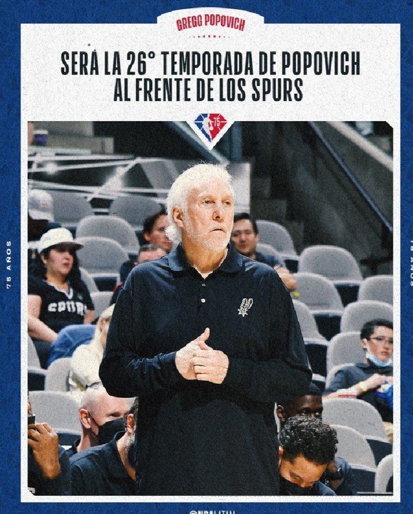 SomosBasquetero's tweet photo. Dato curioso #4, Gregg Popovich está a 26 juegos ganados, de convertirse en el entrenador con más triunfos en temporada regular en la historia de la NBA. Lo logrará este año ? 

Info vía @nbalatam 

#SomosBasqueteros #NBA75 #Datos https://t.co/TI4MbpJpQ1